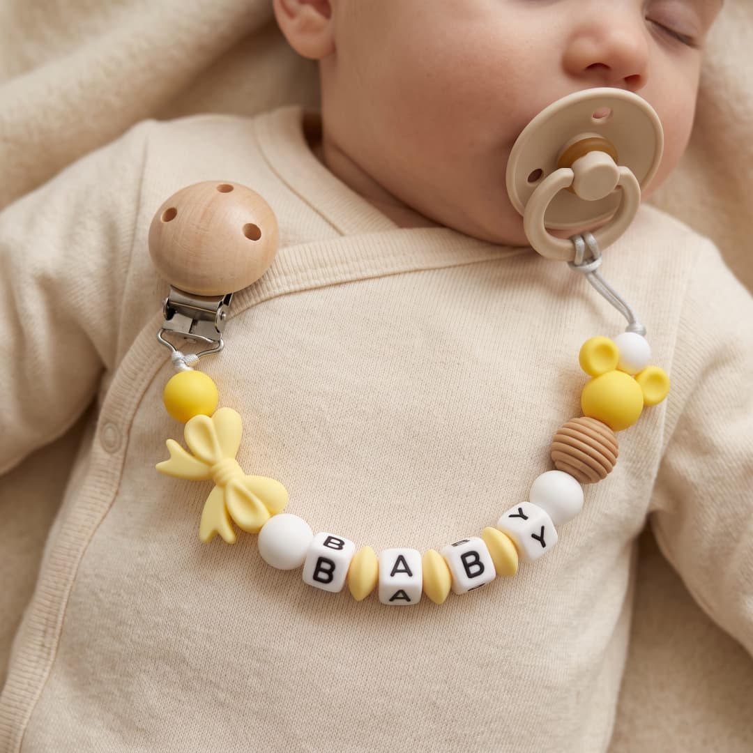 Baby Food Yellow - Silikonowy uchwyt na gryzak dla niemowląt